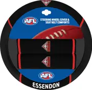 Essendon Bombers Steering Wheel Cover & Seat Belt Comforts Set