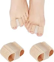 2 Pcs Gel Toe Separator, Tube Bandages, Silicone Toe Stretcher, Hallux Valgus Correction, Gel Big Toe Spacer with 2 Loops, Double Hole Toe Orthosis for Bunion Pain and Overlapping Toes, Women and Men (2 Toes * 2)