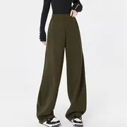 Low Rise Loose-Fit Wide-Leg Sweatpants Army Green - L