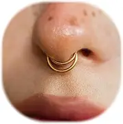 [ZMANYIJEW] 16G Minimalist Lines Septum Rings Stacked Gold Septum Ring Septums Clicker Nose Ring Piercing for Women Men