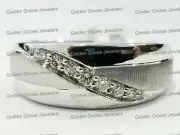 Clearance 10k White Gold Diamond Machine Wedding Band Solitaire Satin Row .25 CT