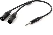 ROBAUN 1PC Audio Cable TS to XLR Y-Splitter 6.5mm TS Male to Dual XLR Male/Female for Microphone Cables Aluminum Metal Shel(Z01-D1001MX2-BKBK,0.29m)