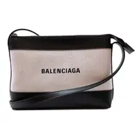 在飛比找蝦皮商城優惠-BALENCIAGA 品牌logo帆布拚皮革斜背包(6394