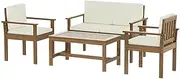 Gardeon Outdoor Sofa Acacia Wood 4 Seater Wooden Lounge Setting Table and Chairs, Patio Furniture Modular Set Garden Deck Backyard, Weather-Resistant Cushions Brown