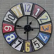 Outdoor Garden Wall Clock, 60cm Round Sticker Garden Clock Open Metal Waterproof Outdoor Clock Indoor Outdoor.