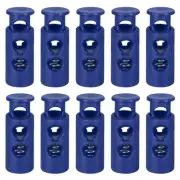 30Pcs 4mm Cord Lock Plastic Double Hole Spring Toggle Stoppers, Dark Blue