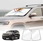 X-Car WindScreen Sun Shade Compatible with Jeep Grand Cherokee 2011-2021 Foldable Blind Mesh