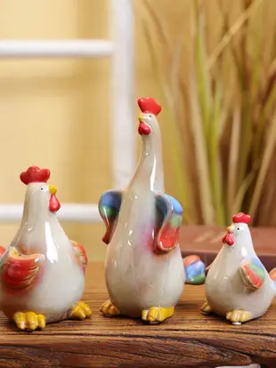 田園風陶瓷雞擺件 可愛動物裝飾品 祝福客廳桌面擺設 (8.3折)
