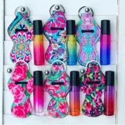 ESSENTIAL OIL ROLLER BOTTLE TRAVEL KEYCHAIN CASES SLEEVE ROLL-ONS LILLY PATTERN
