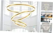 3-Rings Modern Gold LED Chandelier, Flush Mount Ceiling Lighting for Living