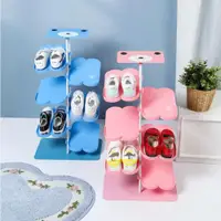 在飛比找ETMall東森購物網優惠-INS粉色兔子兒童鞋架小象卡通立體落地雙排 兒童房裝飾寶寶鞋
