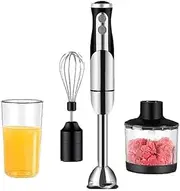 5-In-1 Immersion Blender Hand Blender, 800W 2-Speed Powerful Stainless Steel Stick Blender with Milk Frother,Egg Whisk, Chopper and with Lid