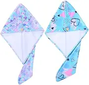TOVINANNA 2 Pack Boys and Girls Hair Towel Wrap for Girls Microfiber Hair Turban Drying Button Fasten