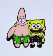 SpongeBob SquarePants with Friend Patrick Hugging Enamel Metal Pin NEW UNUSED