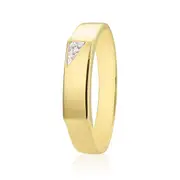 9ct Yellow Gold & Diamond Set Corner Design Mens Ring