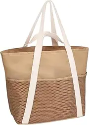 [Generic] Beach Tote Bag | Sandproof Beach Zipper Bags For Clothes,Cruise Vacation Travel Must-Have For Sunscreen Slippers Towels Phones Shirts Storage
