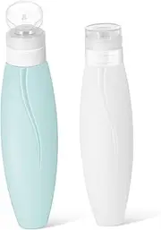 Hoement 2pcs Silicone Travel Dispenser Bottles Refillable Empty Containers for Shampoo Lotion Body Wash Leak Squeeze Design for Toiletries for Travel