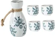 BIUDECO 1 Set Ceramic Sake Kettle Wine Pot with Assorted Color Wine Cups for Home Restaurant and Tea House Use