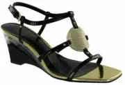 Nickels Article metal & patent sandals black 7.5 Md NEW