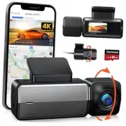 Dash Cam Front and Rear, 4K/2.5K Dashcam, Built-in WiFi GPS, 1.47" IPS