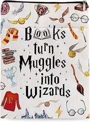 Magic Wizard Book Sleeve, Potter Merch Bookish Gift, Wizard Gift Book Covers Librarian Reader Bibliophile Bookworm Reading Lover Gift(Books Turn Muggles into Winzards) (Magic Book Sleeve-1109)