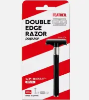 Japan FEATHER Double Edged Razor Holder POPULAR With 2 Spare Blade from Japan