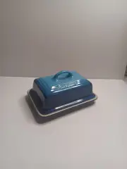 LE CREUSET European Style Butter Dish Blue 2 Stick Azure Blue Ombré 5”x3.5” NEW!
