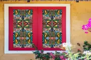 3D Pattern 1879NAO Window Film Print Sticker Cling Stained Glass UV Block Fa