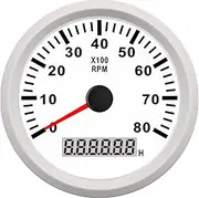 SKMWLMRAJ 85mm Car Boat Tacho Sensor Waterproof Marine Car Boat Tachometer Gauge with LCD Hourmeter Boat Tachometer 6000 8000 RPM 12V/24V Automobile Tachometer(White 8000RPM)