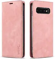 LOLFZ Wallet Case for Samsung Galaxy S10E, Premium Magnetic Flip PU Leather Case with Card Slots Stand View Shockproof Phone Cover for Samsung Galaxy S10E - Rose Gold