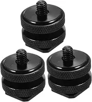 CAXUSD 3pcs Camera Rig Supply Hot Shoe Mount Adapter Tripod Adapter Tripod Screw Adapter for Camera Adapter for Rig Adapter for Light Stand Flash Shoe Mount Aluminum Alloy Black