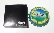 CARLSBERG BEER Bottle OPENER & FRIDGE MAGNET SINGAPORE Jet Around The World 3.2"