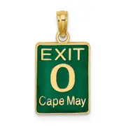 14k Yellow Gold EXIT 0 / CAPE MAY with Green Enamel Charm