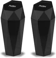 JUSTTOP Car Trash Can with Lid, Diamond Design Small Automatic Portable Trash Can, Easy to Clean, Used in Car Home Office Interior Accessories, 2PCS (Black)