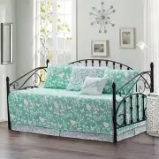Green White Floral Birds Leaves 6 pc Twin Daybed Set Quilted Cover Shams Bedding