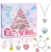 Advent Calendar 2025, Christmas DIY Cartoon Charms Bracelet Countdown to Christmas with 2 Bracelets and 22 Unique Charms Jewelry Set for Girls,Kids,Sister