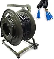 VJSUWI Outdoor Patch Cord 2, 4, 6, 8 Core 500m 5mm Fiber Optic Singlemode Shielded TPU LSZH with Metal Drum Wheel BX-03 Retractable Pull Rod (6C TPU E2000-E2000)