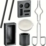 High Purity Graphite Crucible Kit 7-Piece Metal Casting Molds Set for Gold Silver Copper Melting Non-Stick Ingot Mold Me