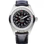 Abingdon Amelia Runway Black GMT Pilot Watch with Black Leather Strap AM-RB