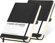 SAYEEC 2 Pack Hardcover Executive Notebook 200 Pages Lined Writing Journal Classic College Ruled Notebook Thick Paper with Inner Pocket for Work Note Taking Office School Medium 14×21 cm (Black)