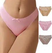 [4UFIT] Women's Sexy Underwear Ice Silk Hipster Bow Bikini Panties Mid Rise Full Breathable Briefs 3 Pack