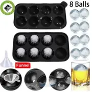 Round Ice Cube Ball Maker Tray Silicone Sphere Mold Bar Whiskey Cocktails Funnel