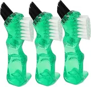 EXAOMBLE 3pcs Double- Cleaning Brush for Dentures Practical Travel Oral Care Tool for Easy and Cleaning of Partial and Full Dentures for Family and Friends