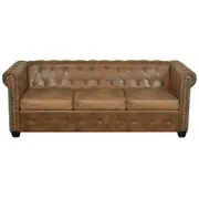 3 Seater Artificial Leather Studded Lounge Couch Seat Chair Sofa 200.5x76x70cm