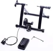 Bike Trainer - Magnetic Stationary Bike Stand for 26-29" & 700C Wheels - Adjustable 6 Level Resistance Bike Trainer Stand for Indoor Riding with Quick Release Lever & Front Wheel Riser Block