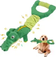 BitPeUG Plush Squeaky Dog Toy, Tug of War Dog Interactive Toy, Crocodile