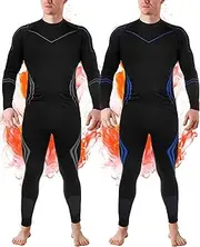 [Patelai] 2 Pack Men Thermal Underwear Set Mens Compression Quick Drying Warm Base Layer for Winter Skiing Hunting