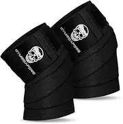 Gymreapers Knee Wraps (Pair) with Strap for Squats, Weightlifting, Powerlifting, Leg Press, and Cross Training - Flexible 72 inch Knee Wraps for Squatting - for Men & Women