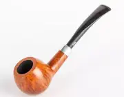 Briar Tobacco Smoking Pipe , Army Mount, Metal Cooling Filter, Gold