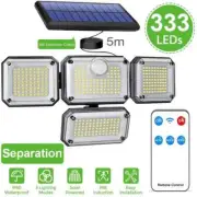 4 Heads Solar Powered Motion Sensor Lights Outdoor Garden 333 LED Light w Remote